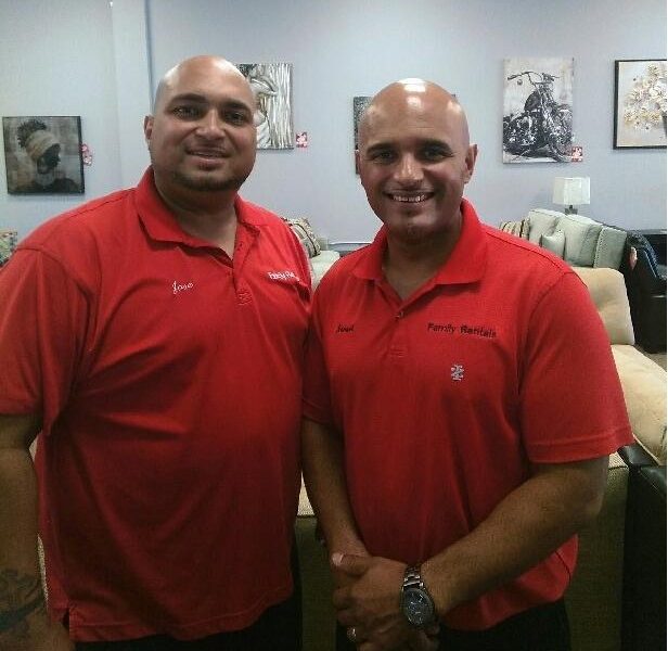 Jose and Israel Rosario, owners of Family Rentals, in the Methuen showroom